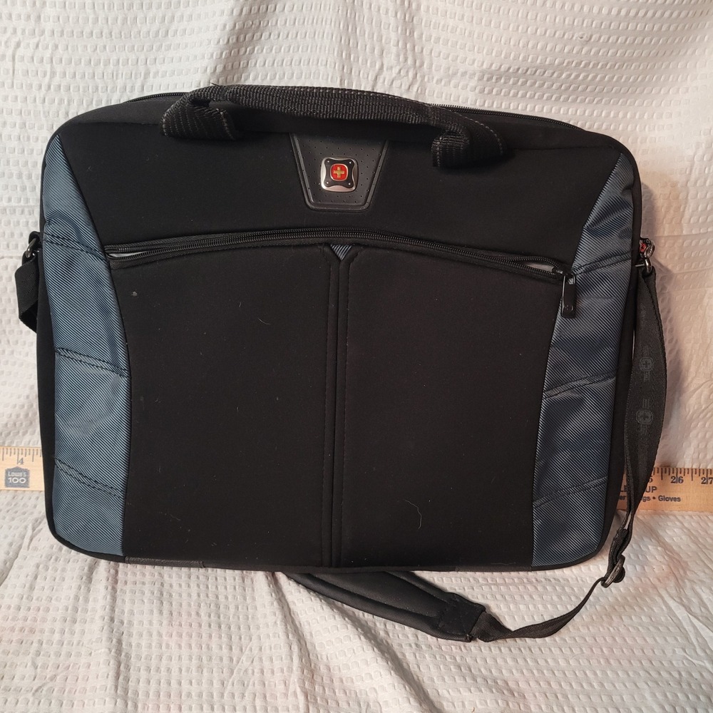 SwissGear Laptop Messenger Bag Black Blue Briefcase Shoulder Strap Travel Case
